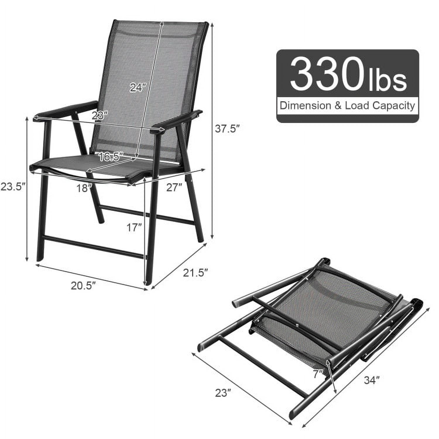 GVN Set of 2 Outdoor Patio Folding Chairs-Gray, Outdoor Furniture Chairs for Backyard, Porch, Garden, Poolside