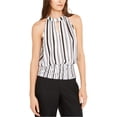 thumbnail image 1 of INC Womens Striped Halter Top Shirt, Blanco, XX-Large, 1 of 1