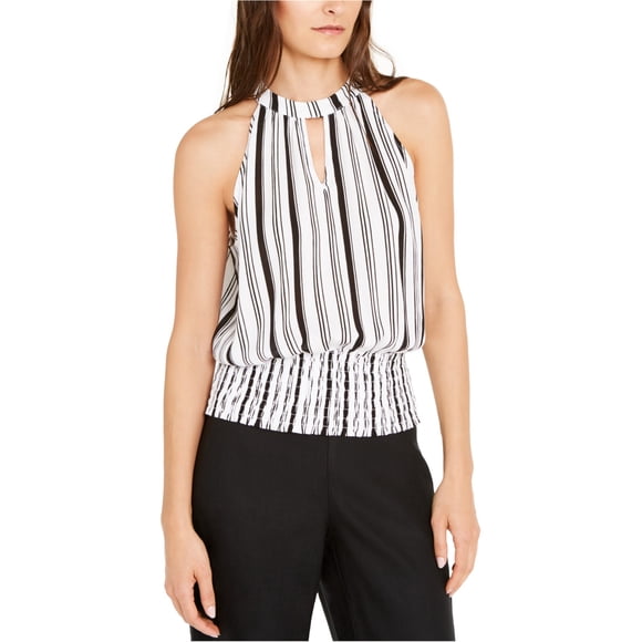 INC Womens Striped Halter Top Shirt, Blanco, XX-Large