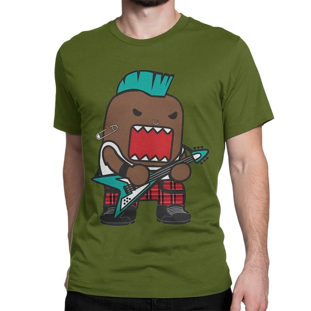 Camiseta Punk Domo Kun para hombre y mujer, diseño de dibujos animados, color marrón, Domo, algodón puro, manga corta, cuello redondo, ideal como regalo.