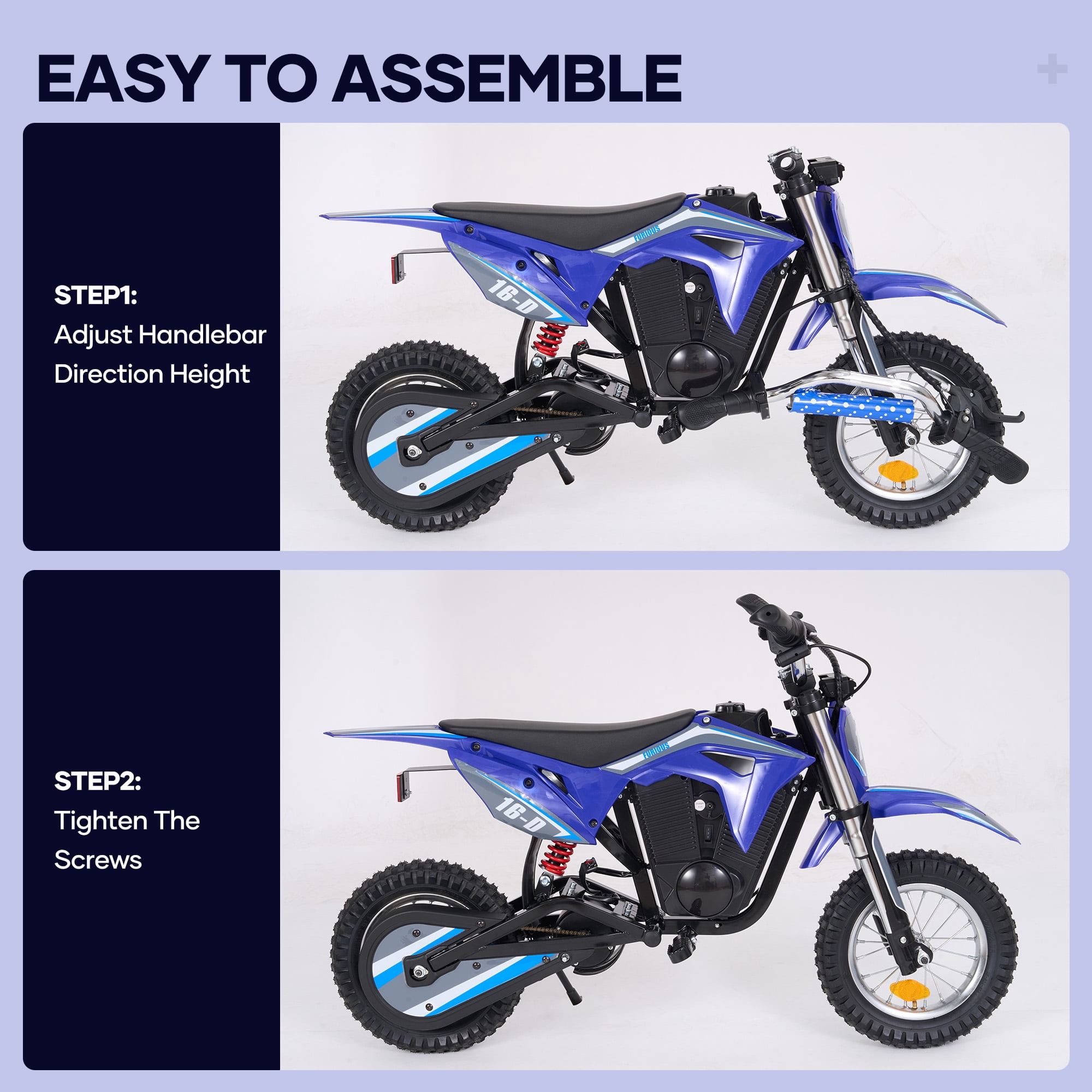 Naipo  Electric Dirt Bike with 36V 6Ah Lithium Battery , 300W Brushless Motor,14MPH & 3-Speed Modes Motorcycle  for Kids  Height 3.6-4.9Ft