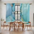 thumbnail image 2 of Teal Marble Kitchen Curtains, Modern Abstract Ink Painting Art Luxury Light Filtering Window Curtain Panels, 2Pcs Rod Pocket Window Treatments Set for Living Room Bathroom Bedroom 52x72 Inches, 2 of 9