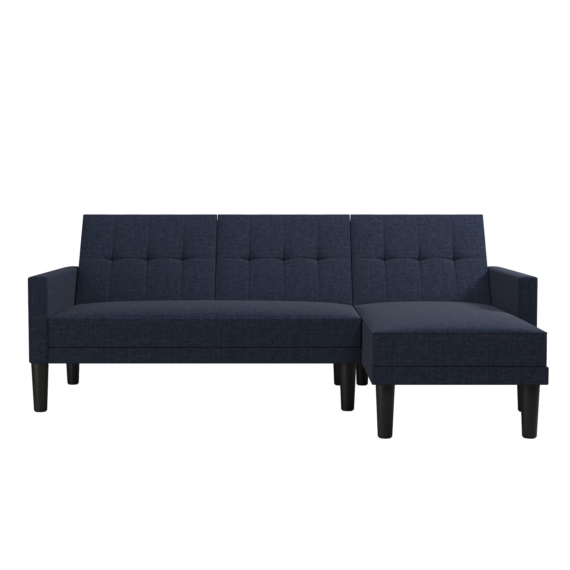 DHP Hudson Small Space Sectional Sofa Futon, Blue Linen - image 5 of 19