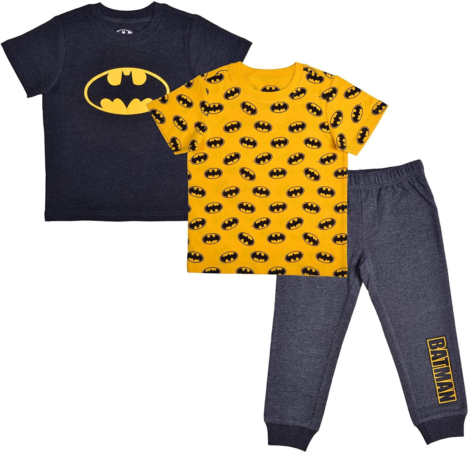 Warner Bros Boys Toddler Boys Batman 3 Piece Vest Set with Camo Pants and T-Shirt 