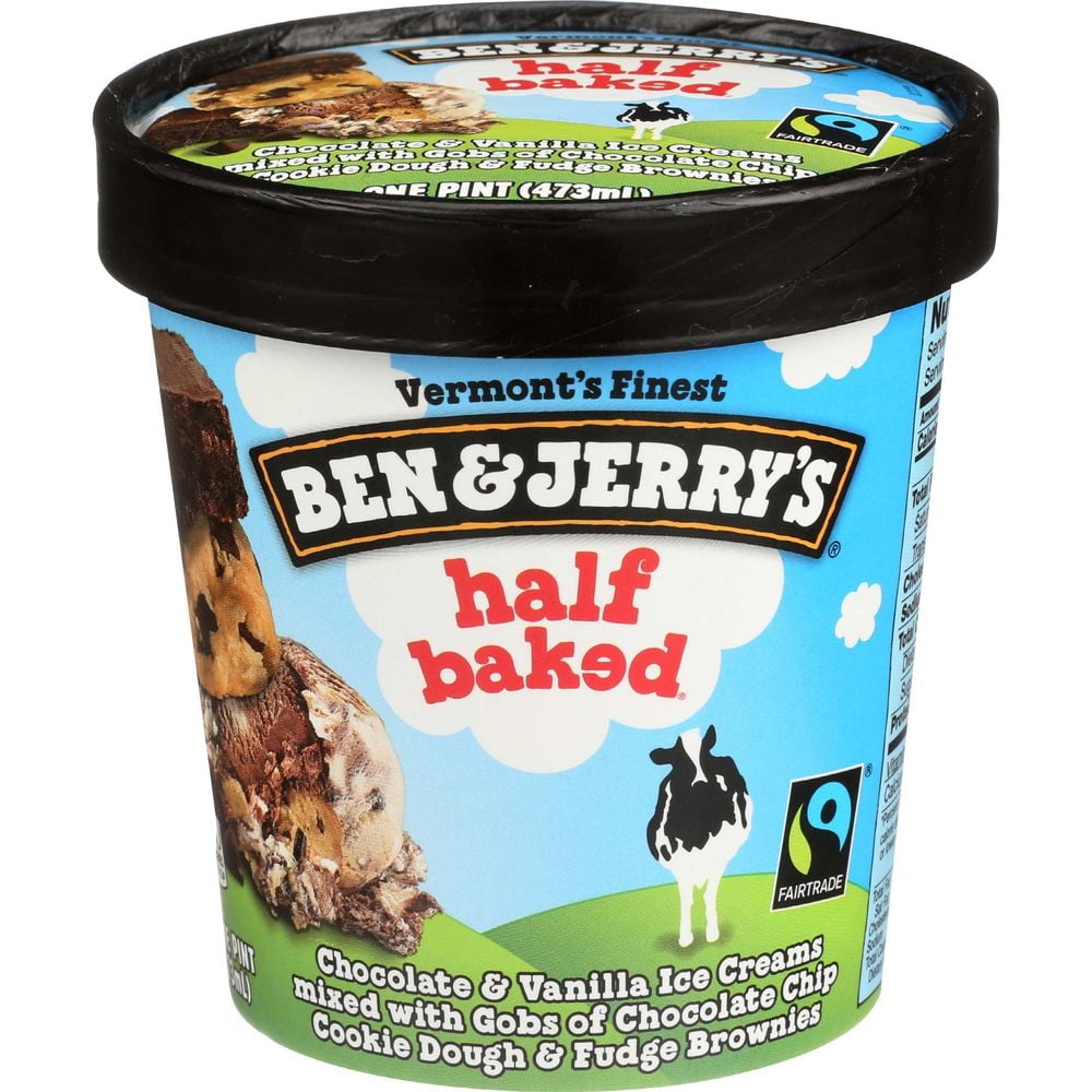 Ben and Jerrys Half Baked Chocolate and Vanilla Ice Cream, 1 Pint -- 8 ...