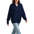 thumbnail image 7 of Womens Knit Mock Neck Sweater Solid Color Loose Fit Long Sleeve Button Up Pullover Tops for Fall Winter, 7 of 7