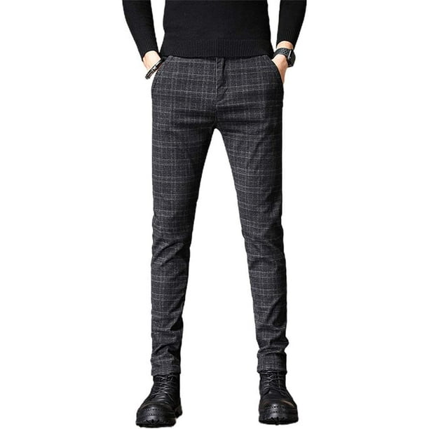 Outfit Pantalon PantalÃ³n Negro Con Cuadros Blancos Hombre Zapato
