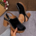 thumbnail image 6 of Pandaie Womens Platform Clogs Chunky High Heeled Mules Sandals Round Toe Slip on Slides Wide Width Comfortable Casual Pumps Shoes Black Size 7, 6 of 9