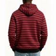thumbnail image 3 of Men's Striped Henley Hoodie, Long Sleeve Button Placket Drawstring Pullover Hooded Sweatshirt, 3 of 7