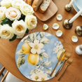 thumbnail image 2 of Round Placemats Lemon Flower Leaf 15 inch Set of 6 Table Mats for Dining Table Retro Blue Heat Resistant Non-Slip Kitchen & Home Decorative Place Mat Set, 2 of 8