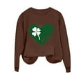 thumbnail image 3 of Guzom Brown Womens St. Patrick's Day Sweatshirt - Four-Leaf Clover Heart Graphic Soft 100% Polyester Crew Neck Loose Fit Irish Festive Top S-XXL,Size 2XL, 3 of 7