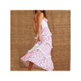 thumbnail image 4 of Pink Floral Patchwork Maxi Dress With Lace Ruffles Boho Spaghetti Strap Deep V-Neck Sundress, 4 of 6