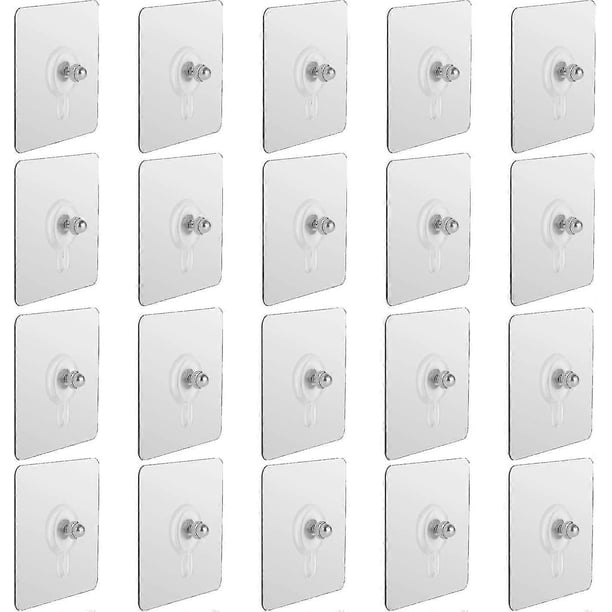 Self-Adhesive Screw Hooks, 20pcs Waterproof Wall Hooks for Bathroom Kitchen, No Drill Stainless Steel Wall-Mounted Hooks