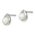 thumbnail image 2 of Sterling Silver Rhodium 5mm Freshwater Cultured Pearl & Diamond Post Ear, 2 of 3
