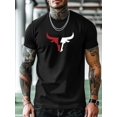 thumbnail image 1 of Camiseta con estampado de vaca roja para hombre, cómoda y transpirable, novedosa, informal, de cuello redondo y manga corta, ideal para vacaciones de primavera y verano., 1 of 6