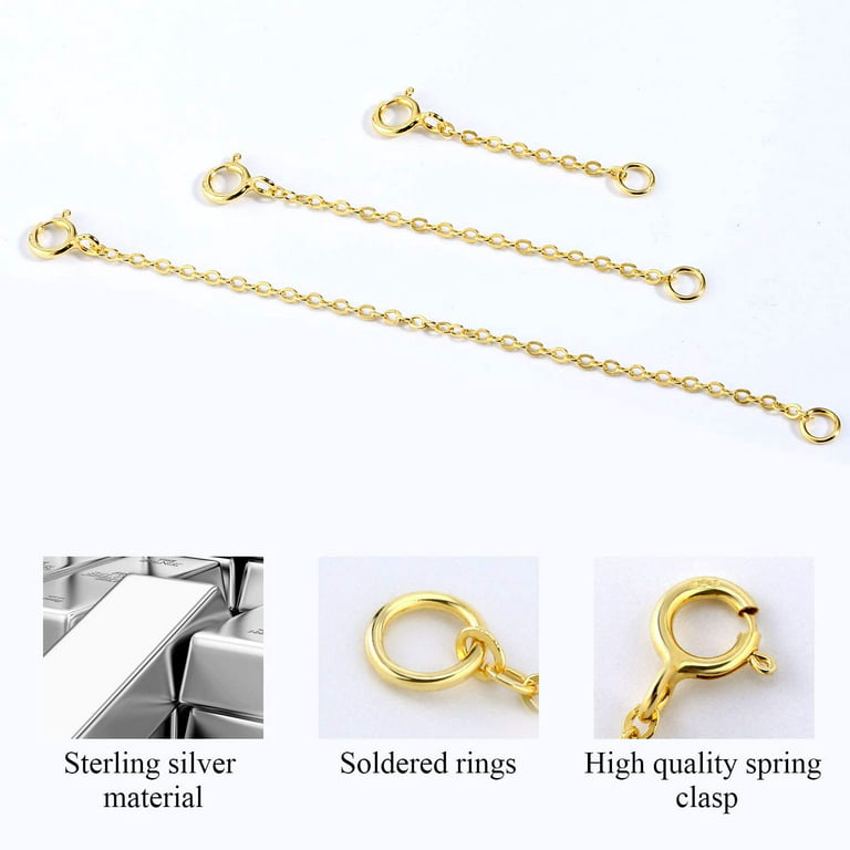14K Gold Necklace Extenders 925 Sterling Silver Chain Extension Necklace  Bracelet Anklet Extender for Jewelry Making (1 2 3 inch) 