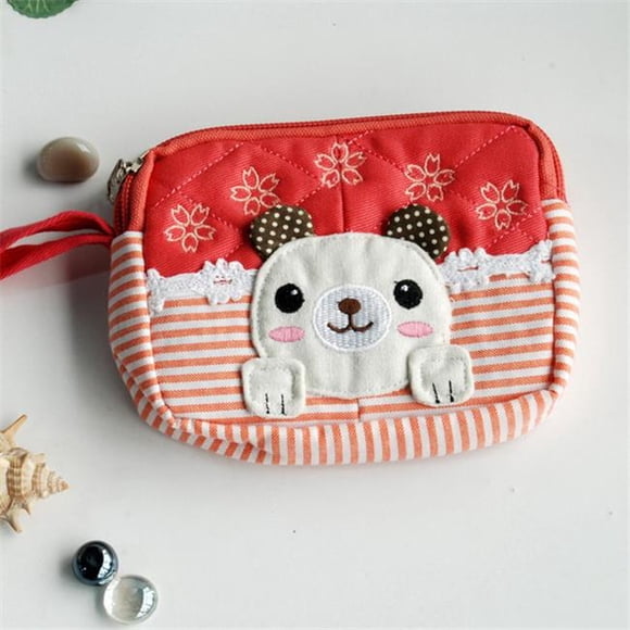 5.1 x 3.9 x 1.1 Po Energetic Dog - Portefeuille en Tissu Brodé Appliqué & Pochette