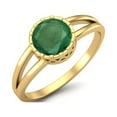 thumbnail image 2 of 0.75 Cts Forme Ronde Émeraude Solitaire 925 Argent Sterling Or Vermeil Split Jambières Mariage Femmes Anneaux, 2 of 3
