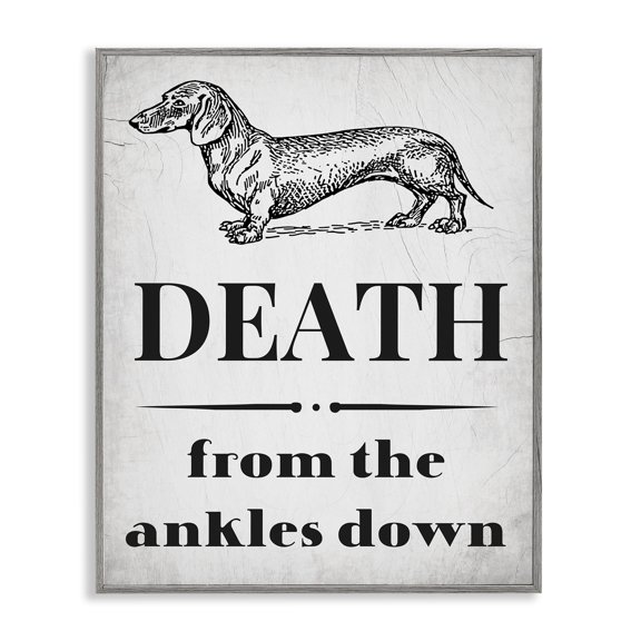 Stupell Industries Farmhouse Funny Dachshund Dog Ankles Gray Framed Giclee Art, 11 x 14, by Lil' Rue