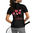 thumbnail image 2 of COEQINE Women 1/4 Zip Golf Shirts Moisture Wicking Soft Tennis Activewear Heart Shaped Balloon Love Black Print Short Sleeve Polo Shirts for Valentine's Day, XL, 2 of 7