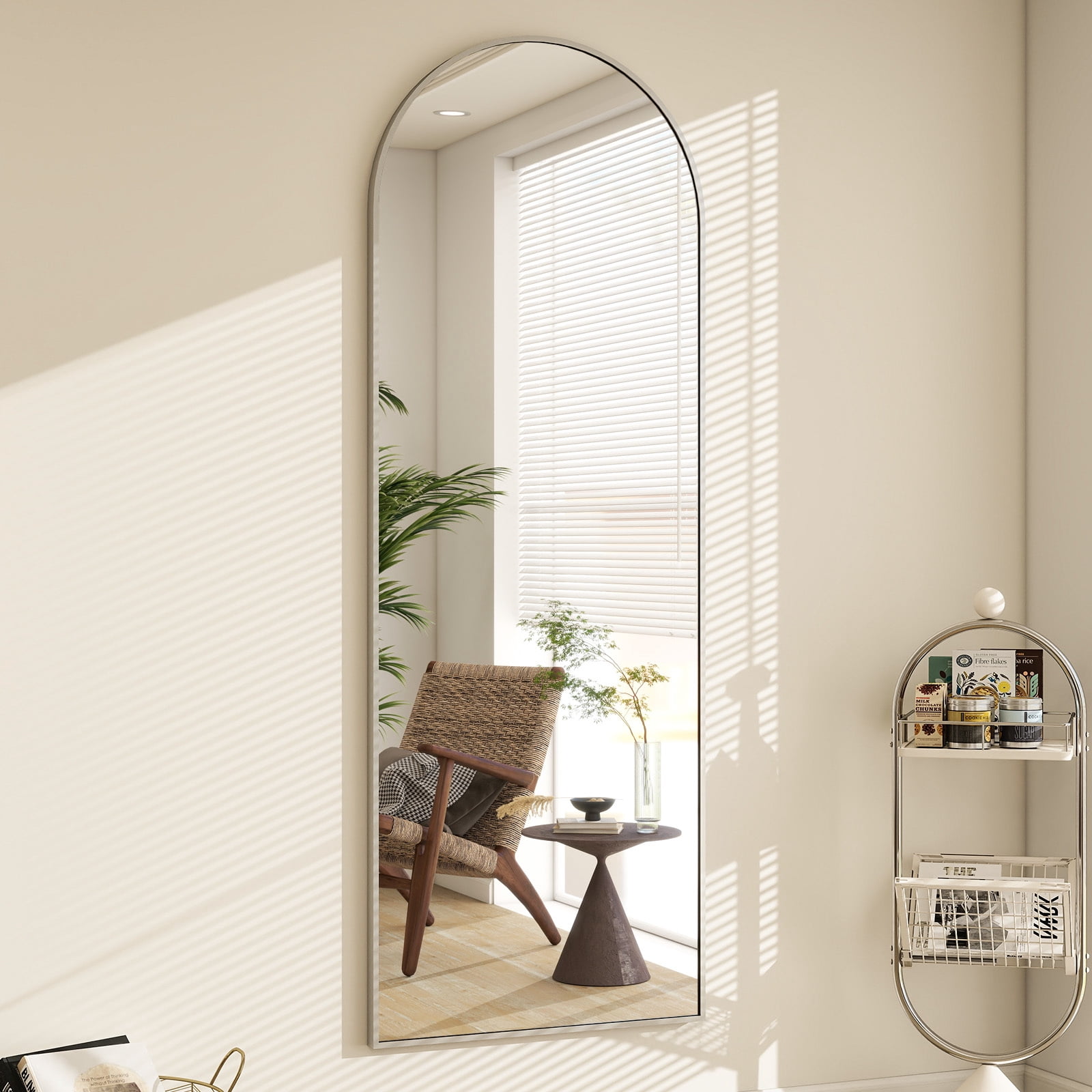 Anyrose 71.1"x26" Arched Floor Mirror with Stand Wall-Mounted, Silver