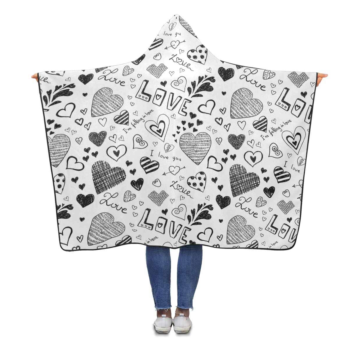 HATIART Hearts Hooded Throw Blanket 56x80 inches Adults Girls Boys
