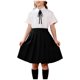 thumbnail image 1 of Odeerbi Niñas 3 Piezas Preppy Vestido de Manga Corta Camisa de Vestido A Rayas y Falda Plisada Conjunto de Uniforme Escolar Con Corbata, 1 of 7