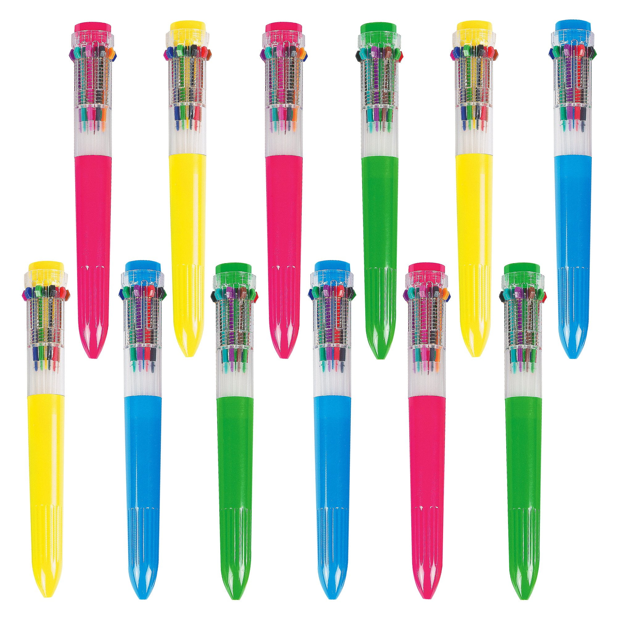  HESTYA 12 Pack Christmas 10 in 1 Mini Shuttle Pens Multicolor  Pens Colorful Plastic Neon Retractable Ballpoint Pens for Office School  Supplies Students Children Gift : Office Products
