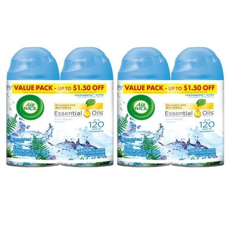 (2 pack) Air Wick Freshmatic 4 Refills Automatic Spray, Fresh Waters, (4X6.17oz), Air