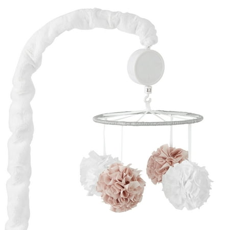 UPC: 0190945101914 | Levtex Baby – Heritage Musical Rotating Baby Crib Mobile – Pom Poms – Blush and White – Nursery Accessories