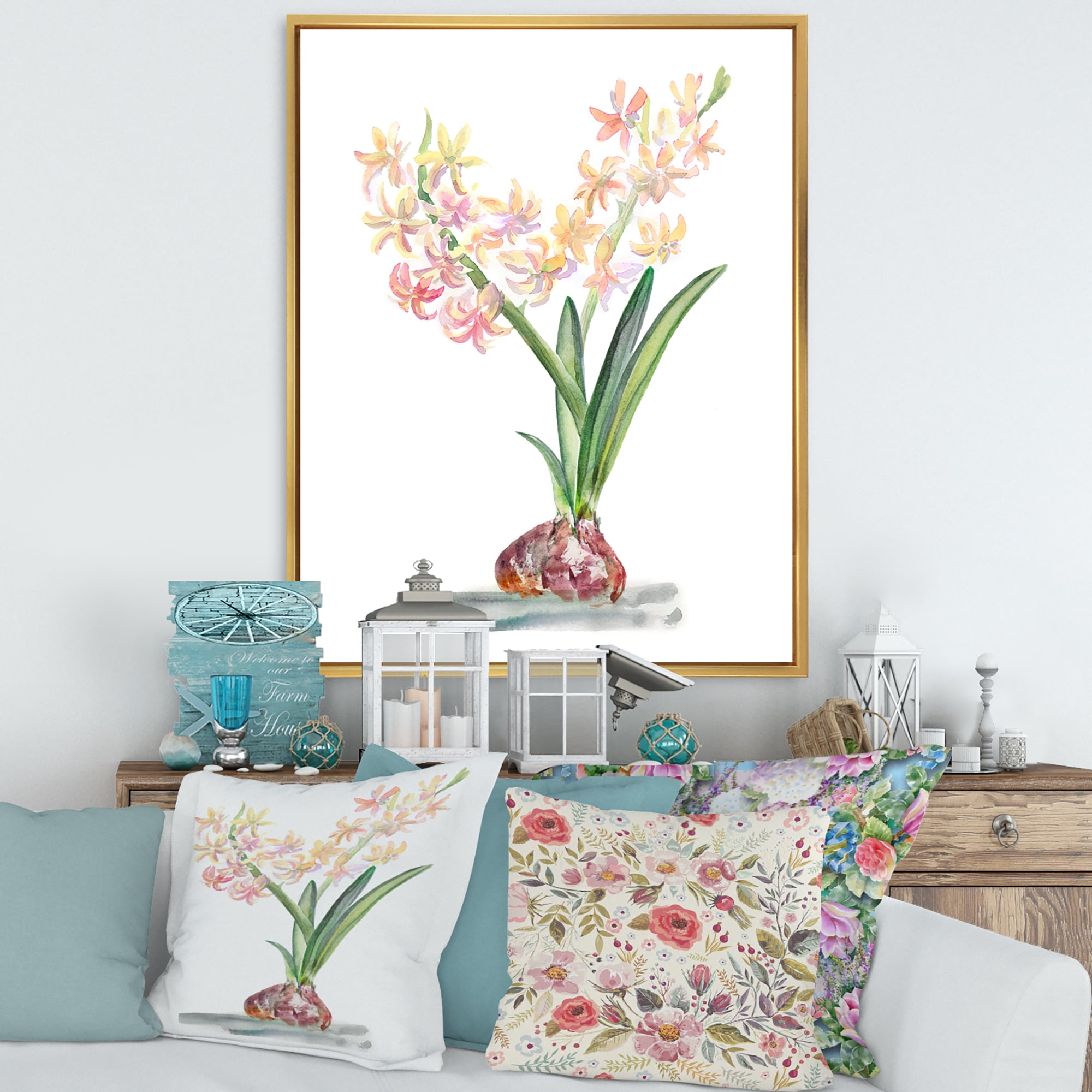 Designart 'Blossoming Hyacinth' Traditional Framed Canvas Wall Art Print