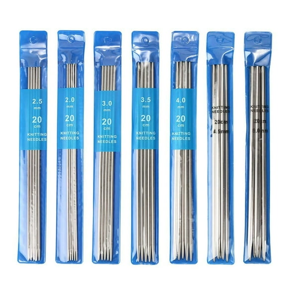 Knitting Needle Set 7 Sizes Double Pointed Stainless Steel Crochet 35pcs