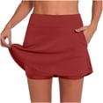 thumbnail image 2 of Sokhug Womens Solid Mid Waist Skort Casual Sport Shorts Built In Skirt Design Soft Stretchy Lounge Bottoms, 2 of 3
