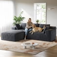 thumbnail image 3 of Patbrela 106" Sectional Sofa for Living Room, L-Shaped Modular Sectional Couch with Deep Seat, Corduroy Cloud Oversized Sofa No Assembly, Gray, 3 of 10