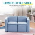 thumbnail image 2 of UNICOO® –Kids Sofa, 2-in-1 Double Set Sofa Convert to Table & 2 Chairs, Children Boys Girls Couch Armrest Chair with Storage Box (Light Blue), 2 of 7