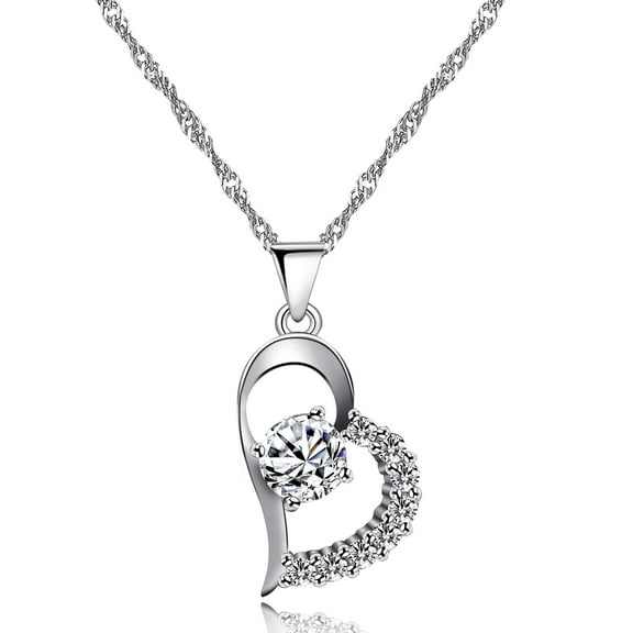 Uloveido Women's Platinum Plated Cubic Zirconia Heart Pendant Infinity Necklace for Women (N313 Heart White)