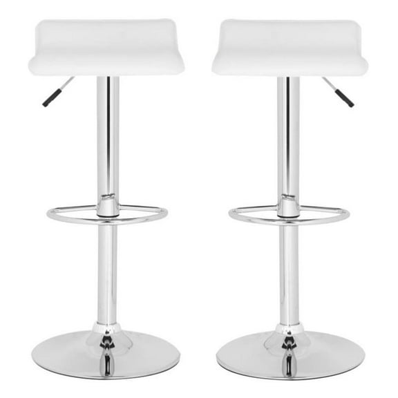 Home Square 22.2"-20.7" Chrome Steel Bar Stool in White - Set of 2