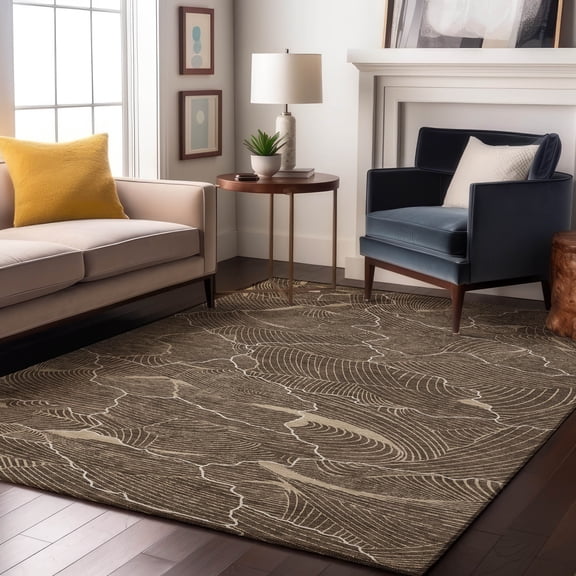 Addison Rugs Mayfield Premium Machine Washable Transitional Lines Brown Rectangle Rug, 8' x 10'