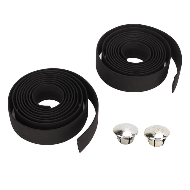 Bike Handlebar Tape, Cycling Handle Wraps Easy Clean Shock Absorption Antislip With Silver Handle Plug For Mountain Bike