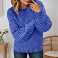 thumbnail image 3 of Womens Knit Sweater Tops for Women Trendy Crewneck Loose Fit Pullover Solid Color Jacquard Pattern Soft Casual Fall Winter Outfit, 3 of 6