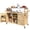 Natural, variant on 50.25" W Grill Cart with Stainless Steel Tabletop - Outdoor Storage Cabinet for BBQ, Bar Patio Kitchen Island with Ample Storage and Lockable Wheels,Brown