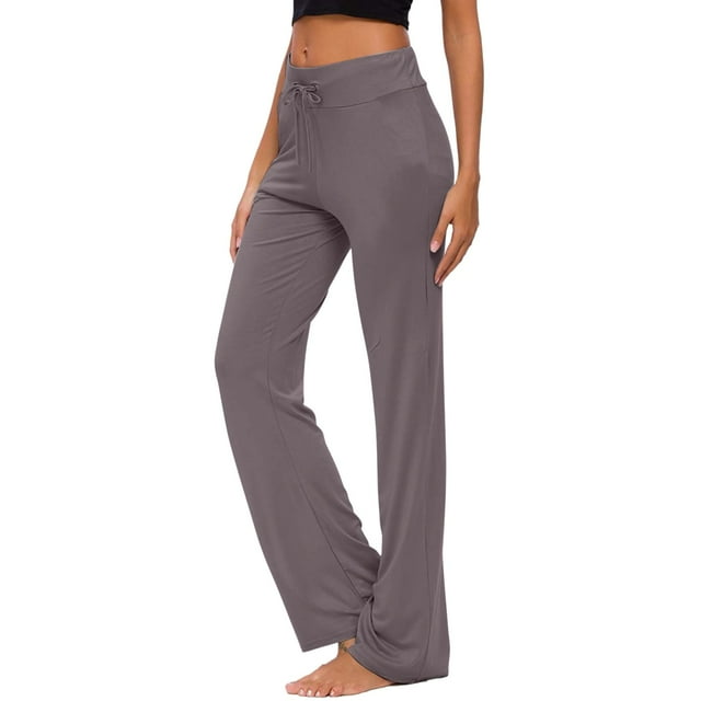 Pantalones microacampanados de fitness para mujer: pantalones de yoga deportivos y holgados, tallas M-XXXXL con detalles de cadera/circunferencia del muslo/longitud; para todas las estaciones.