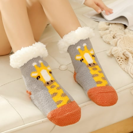 

Liveday Winter Sock Keep Warm Non-slip Soft Fluffy Plush Baby Socks Cover Cartoon Thickened For Kid Children New