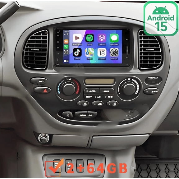 2 64GB Car Stereo for Toyota Sequoia 2001-2007 Radio - Android 15, 7-Inch, Wireless CarPlay & Android Auto, WiFi Bluetooth FM/RDS SWC Mirror Link & Backup Camera