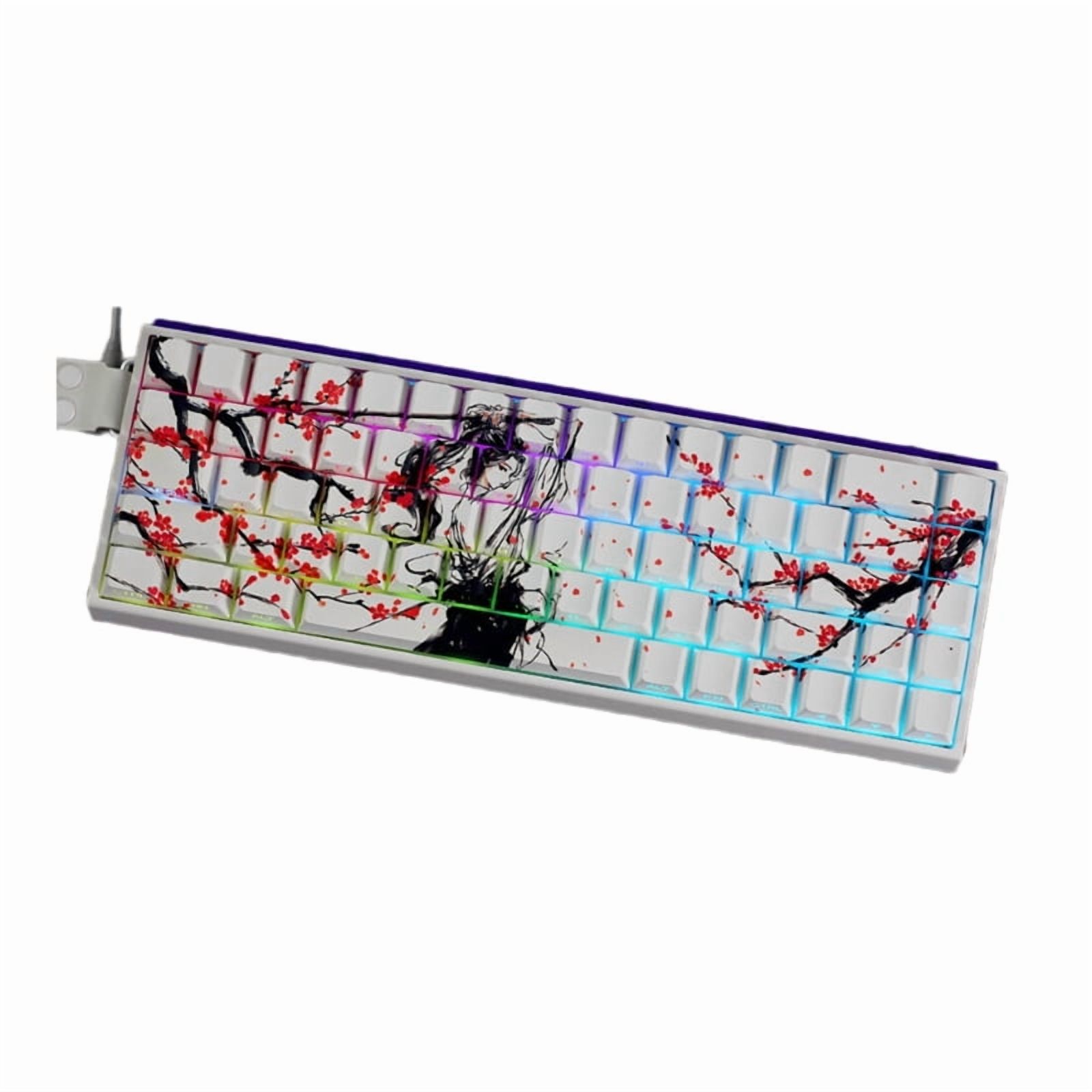 60% 68% ANSI ISOs Layout PBT Original Profile Keycaps With Plum Blossom For 61/64/68 Mechanical Keyboards