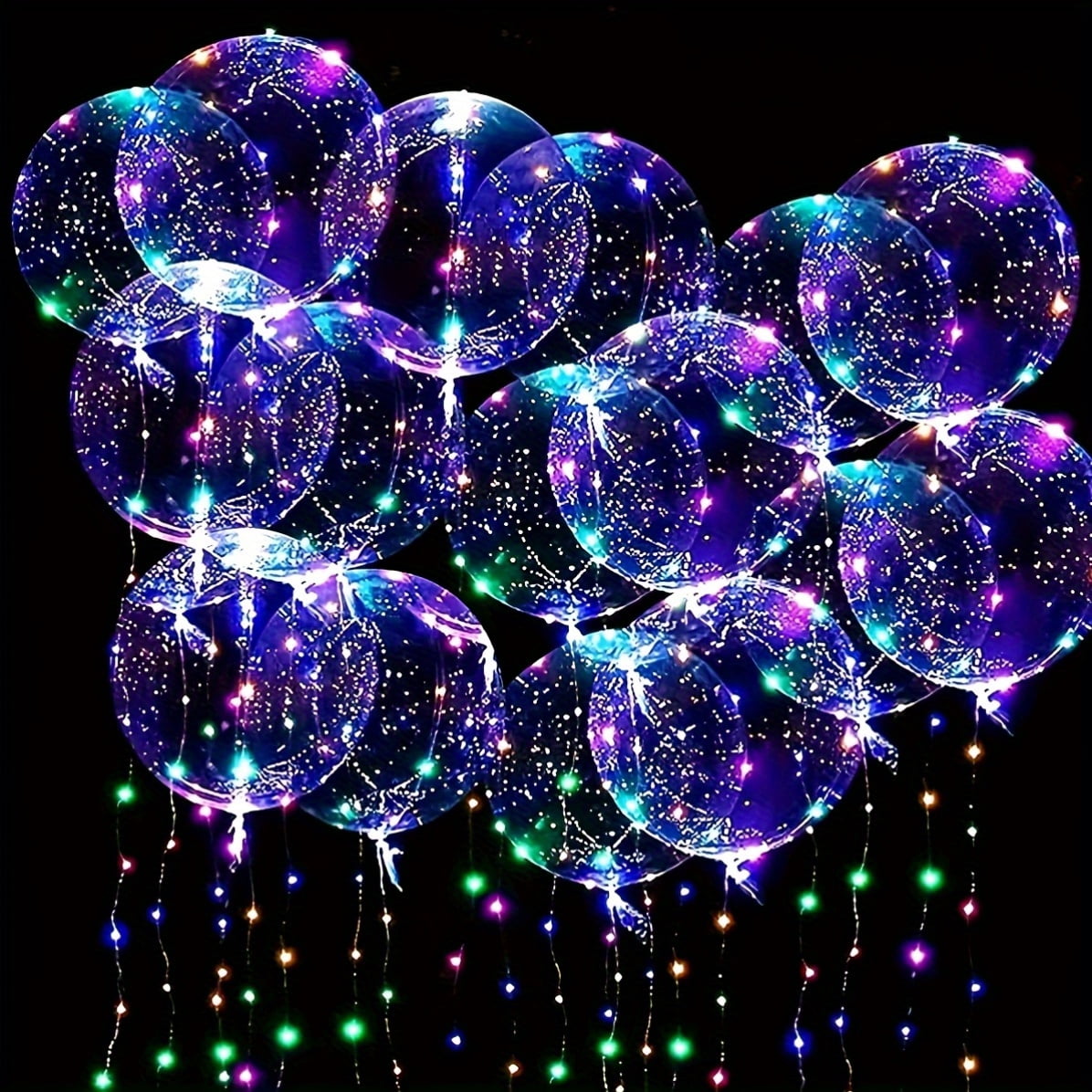 LED String Lights with 20 Bobo Balloons, 20in Transparent Balloons for Birthday Wedding Christmas Party Decor, Battery Powered