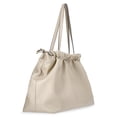 thumbnail image 6 of Scoop Women's Faux Leather Oversized Drawstring Pouch Tote, Almond Biscuit, 6 of 9