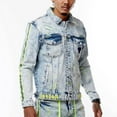 thumbnail image 2 of Smoke Rise Mens Fashion Neon Stripe Denim Jacket A.BLU/G-XL, 2 of 4