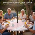 thumbnail image 3 of Round Outdoor Tablecloth with Umbrella Hole and Zipper, Farmhouse Pink Tablecloth with Elastic Waterproof, Farmhouse Pink Line Striped Patio Table Covers for 45" - 54" Picnic Pool Tables, 3 of 9
