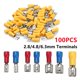thumbnail image 2 of Juego de terminales de crimpado eléctricos, conectores de cable de pala con sello aislado, hembra, 2,8 mm, 4,8 mm y 6,3 mm, 10/50/100 unidades, 2 of 5